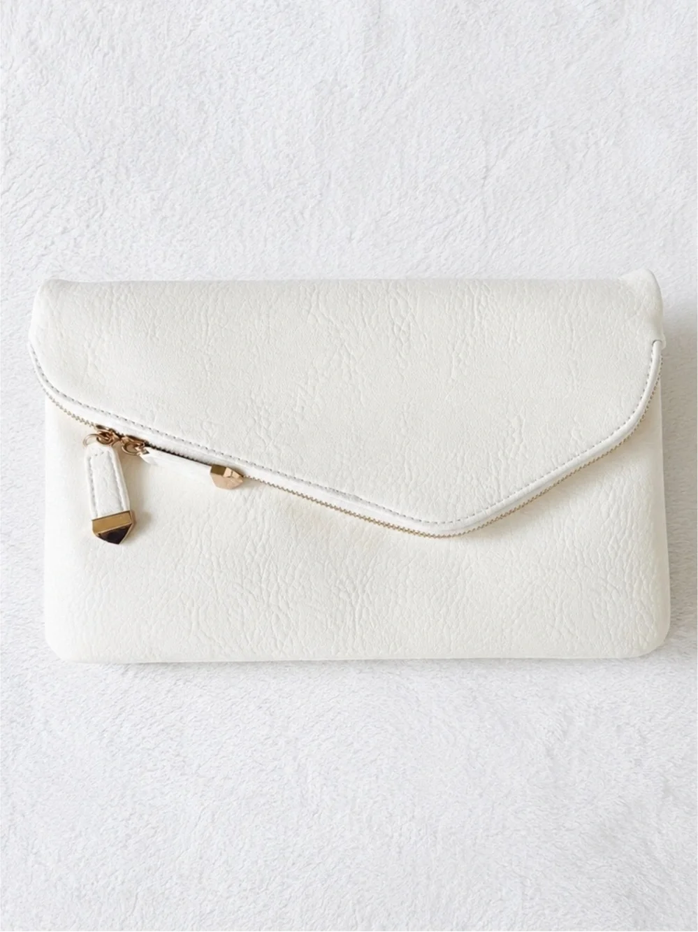 White Envelope Clutch with Gold Chain Strap